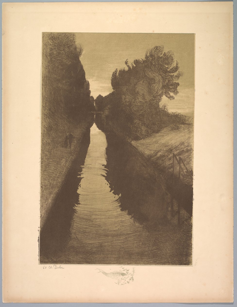 लैंडस्केप सूट: लैंडस्केप, प्लेट 1, नोट, एक मछली, 1892-1893। द्वारा चार्ल्स मैरी ड्यूलाक