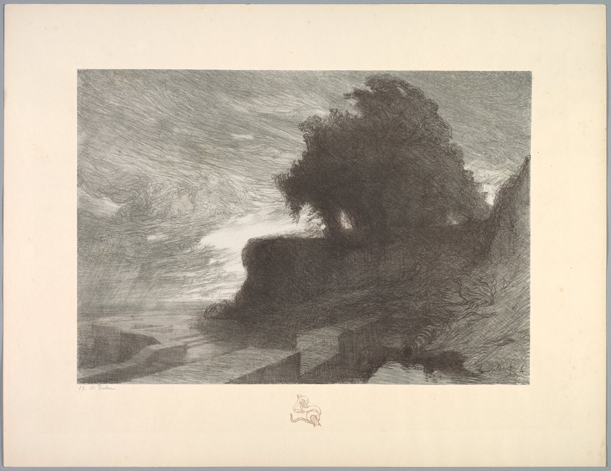 लैंडस्केप सूट: लैंडस्केप, प्लेट 4, नोट, सांप, 1892-1893। द्वारा चार्ल्स मैरी ड्यूलाक