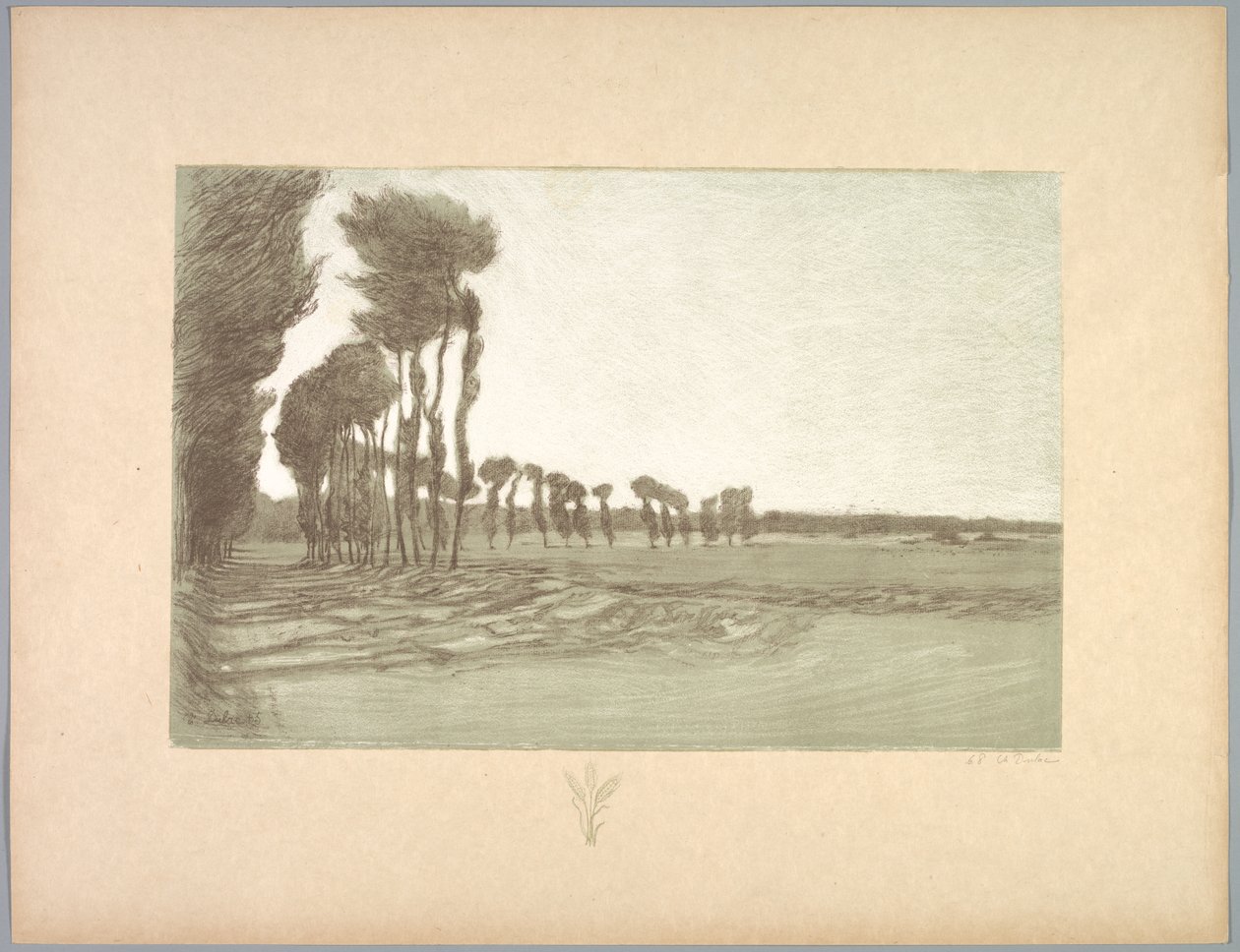 सुइट डी पैसेज: लैंडस्केप, प्लेट 5, रिमार्क, गेहूं के तीन डंठल, 1892-1893। द्वारा चार्ल्स मैरी ड्यूलाक