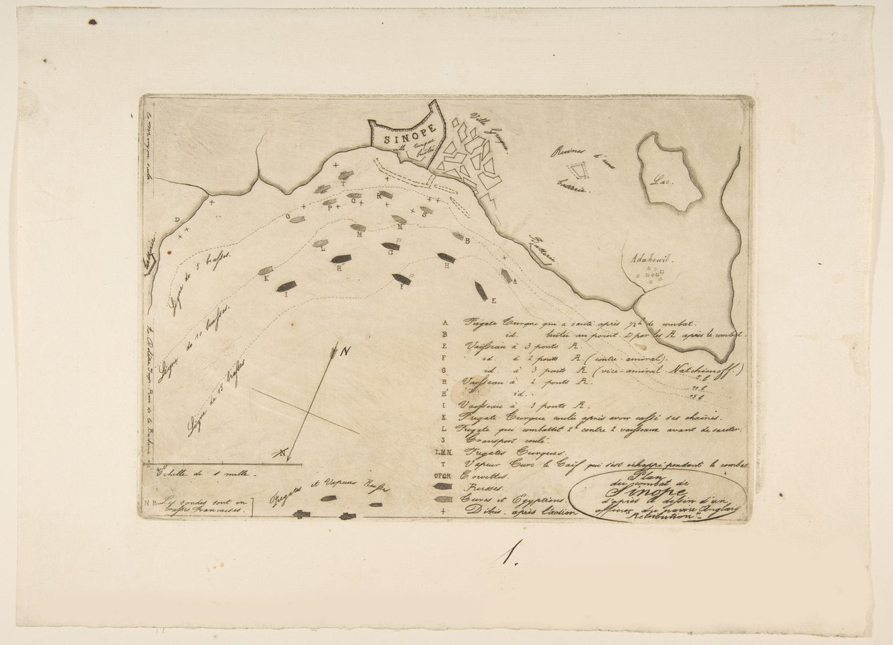 सिनोप की लड़ाई की योजना, 1853। द्वारा चार्ल्स मेरियन