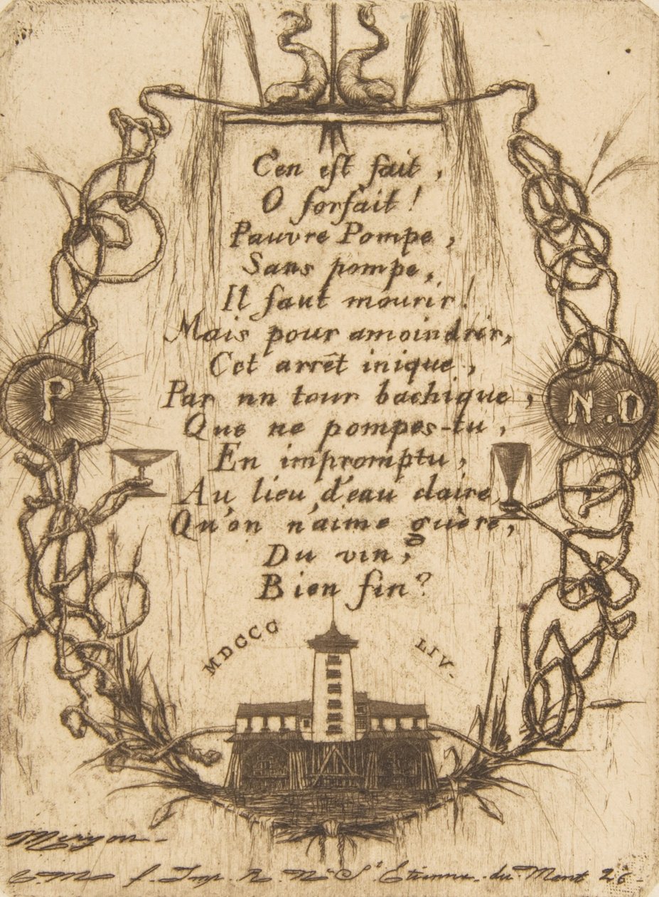 नोट्रे-डेम पम्प छोटी प्लेट, 1854। द्वारा चार्ल्स मेरियन