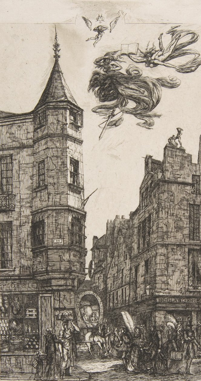 Tourelle Rue de l'Ecole de Médecine, 22 House with a Turret, No 22, rue de l'Eco..., 1861 या बाद का। द्वारा चार्ल्स मेरियन