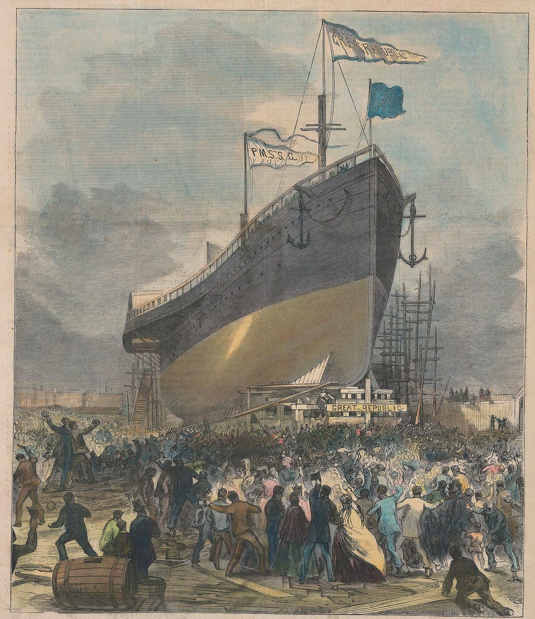 सी स्टीमर ग्रेट रिपब्लिक, पब का शुभारंभ। 24 नवंबर 1866। द्वारा चार्ल्स पार्सन्स