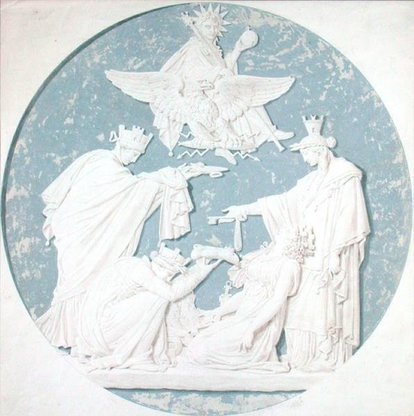एक पदक के लिए डिजाइन नेपोलियन (1769-1821) की महिमा का चित्रण (कागज पर पेंसिल और डब्ल्यूसी) द्वारा चार्ल्स Percier