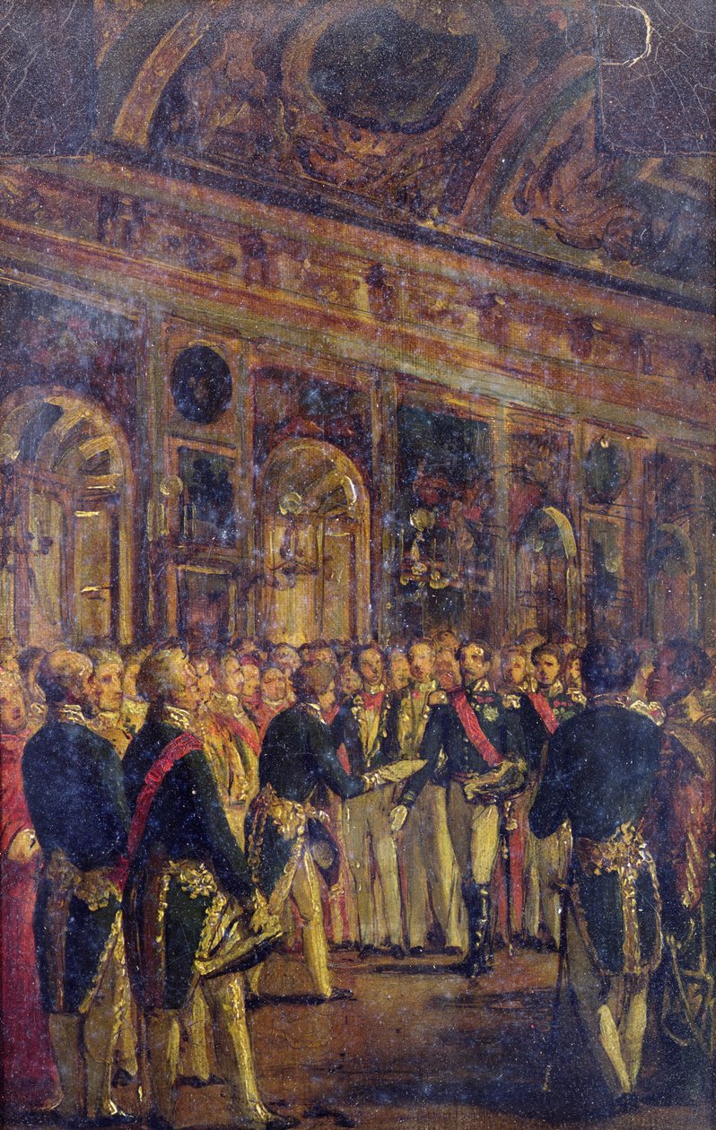 सेंट-क्लाउड, 1 दिसंबर 1852, 1852-71 में प्लेबिसाइट प्रोकल्चर के परिणाम के साथ सीनेट प्रेजेंटिंग लुई नेपोलियन बोनापार्ट (1808-73) द्वारा चार्ल्स फिलिप लारिवियर
