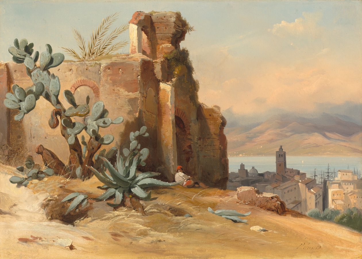 मेसिना, सिसिली, 1842 के पास प्राचीन खंडहर। द्वारा चार्ल्स रेमोंडो