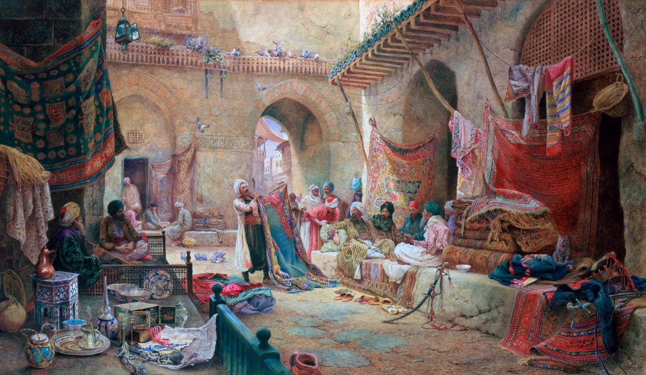 कालीन बाज़ार, काहिरा, 1887 द्वारा चार्ल्स रॉबर्टसन