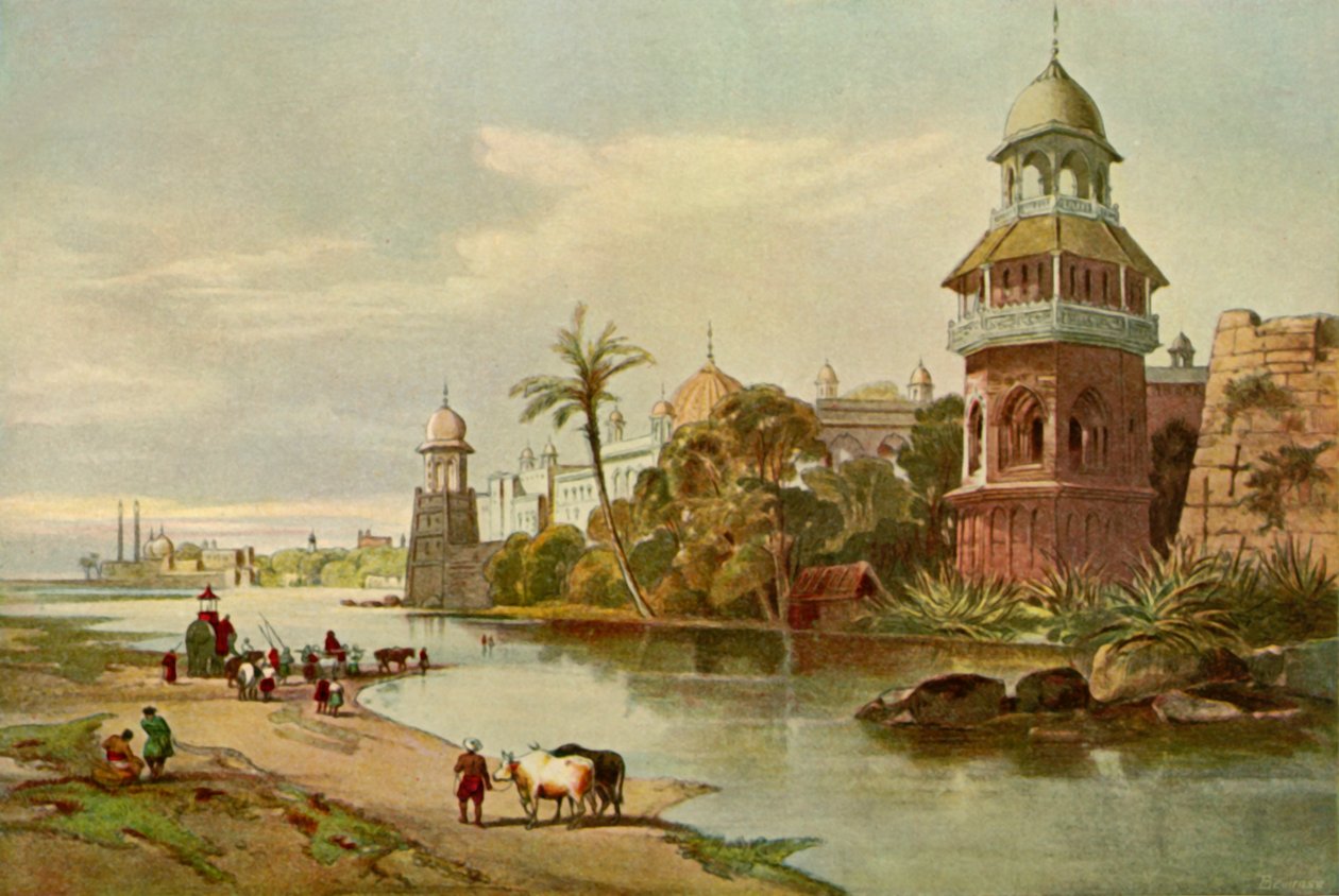 दिल्ली - नदी से किंग्स पैलेस, 1840, 1901। द्वारा चार्ल्स स्टीवर्ट हार्डिंग