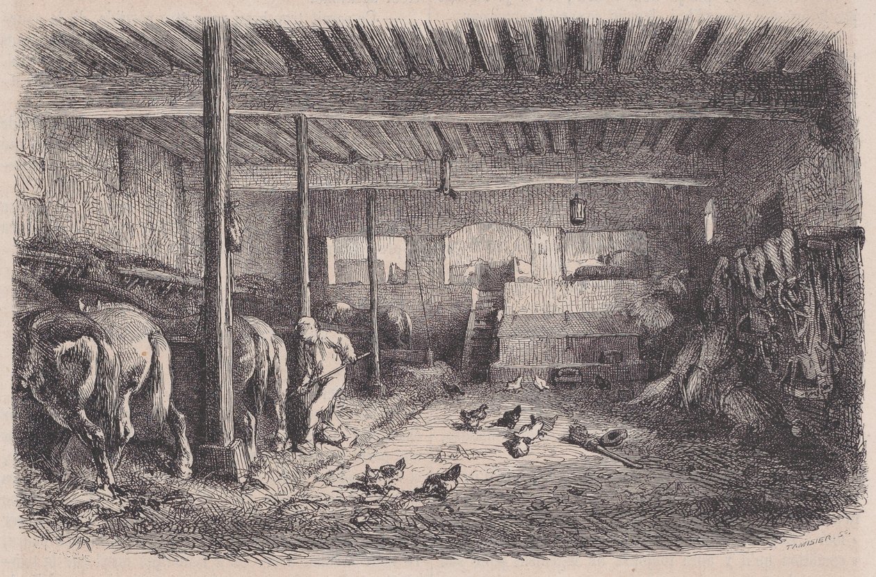 मैगासिन पित्तोरेस्क से एक अस्तबल, सीए। 1852. द्वारा चार्ल्स टैमिसिएर