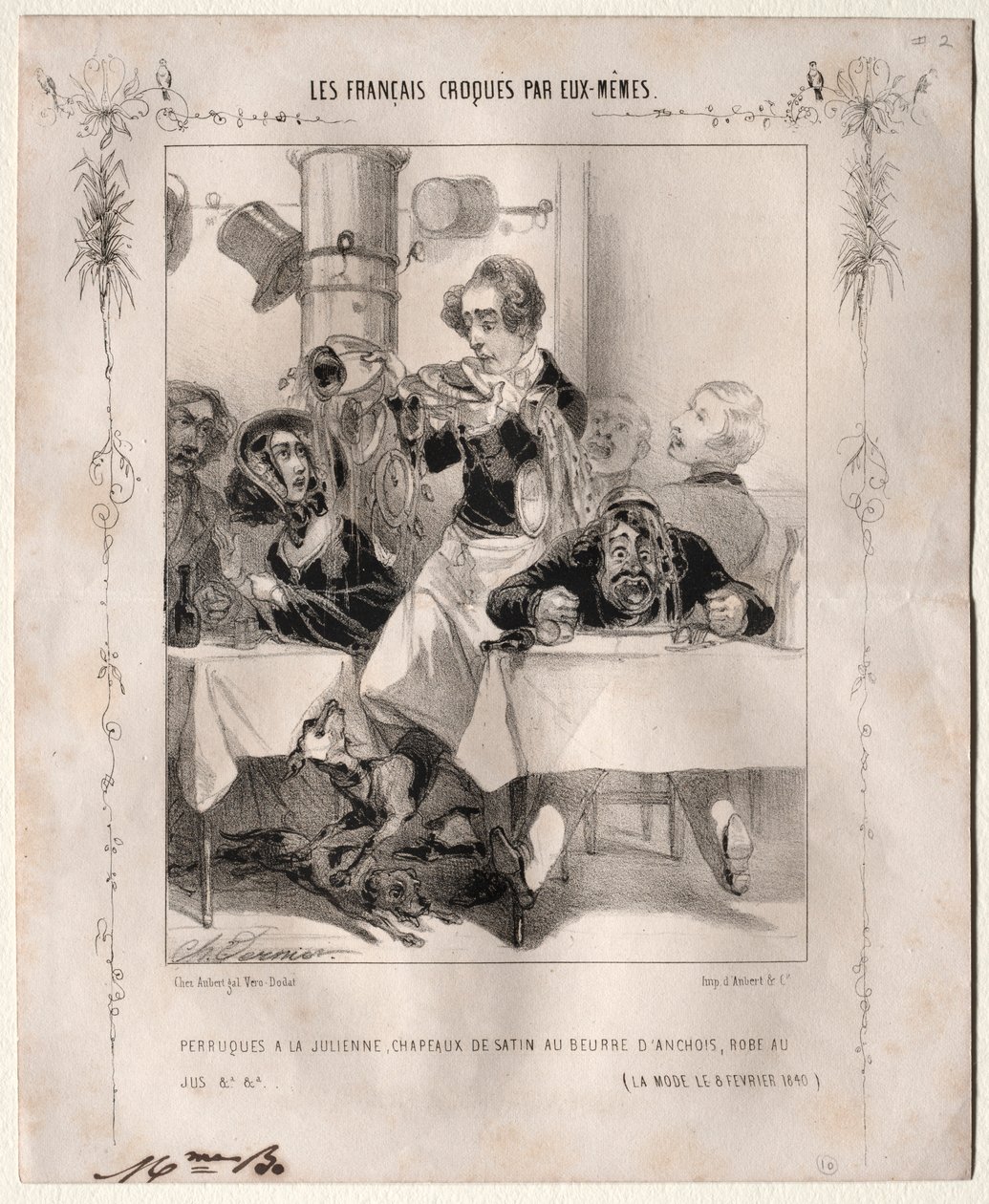 खुद से फ्रांसीसी स्केच: जूलिएन विग, सैटिन टोपी, 1840। द्वारा चार्ल्स वर्नियर