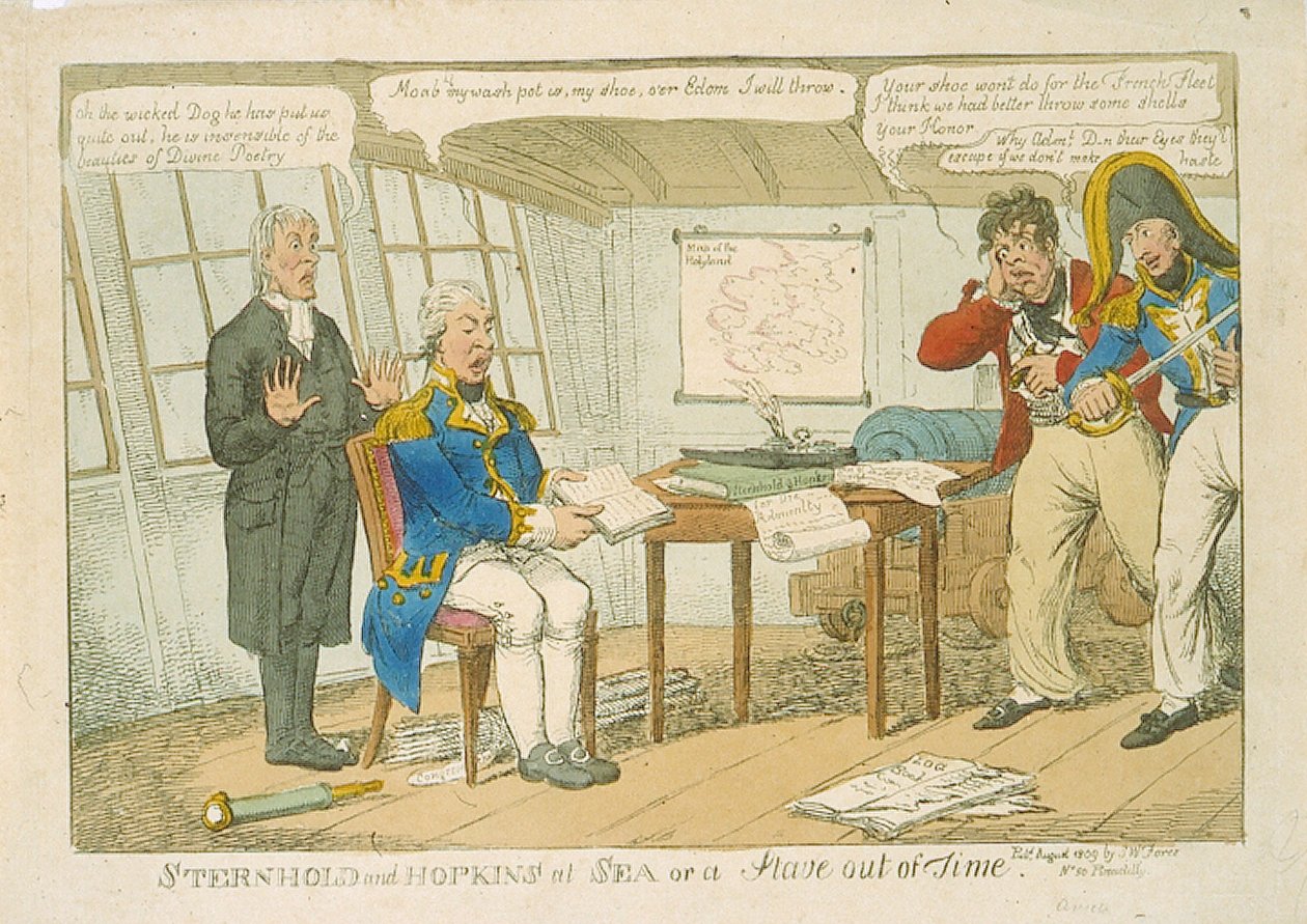 स्टर्नहोल्ड और हॉपकिंस इन सी या स्टेव आउट ऑफ टाइम, 1809 (कलर ईटिंग) द्वारा चार्ल्स विलियम्स