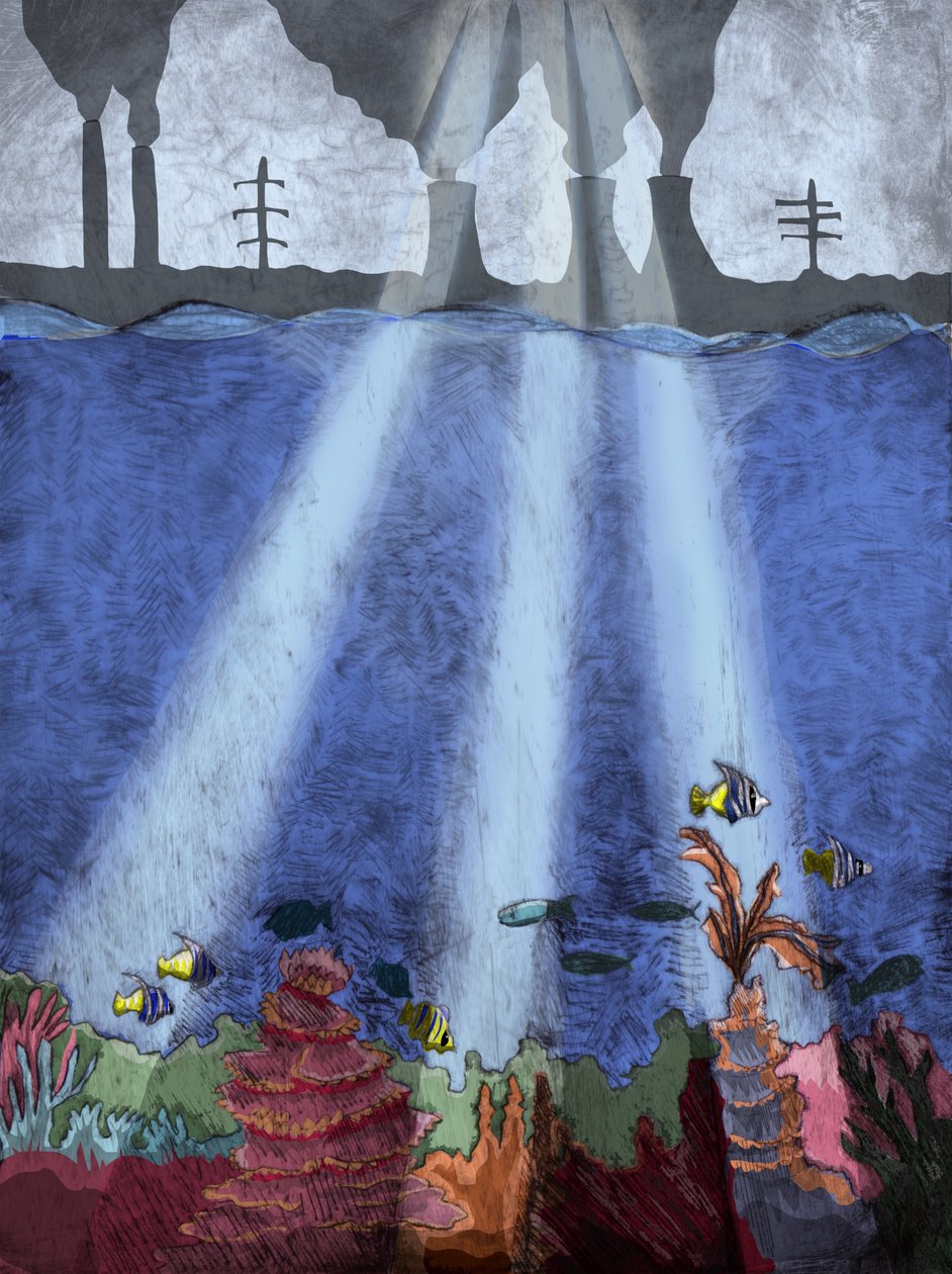 कोरल रीफ, 2013 (शुष्क बिंदु नक़्क़ाशी और डिजिटल) द्वारा शार्लोट ओर्री