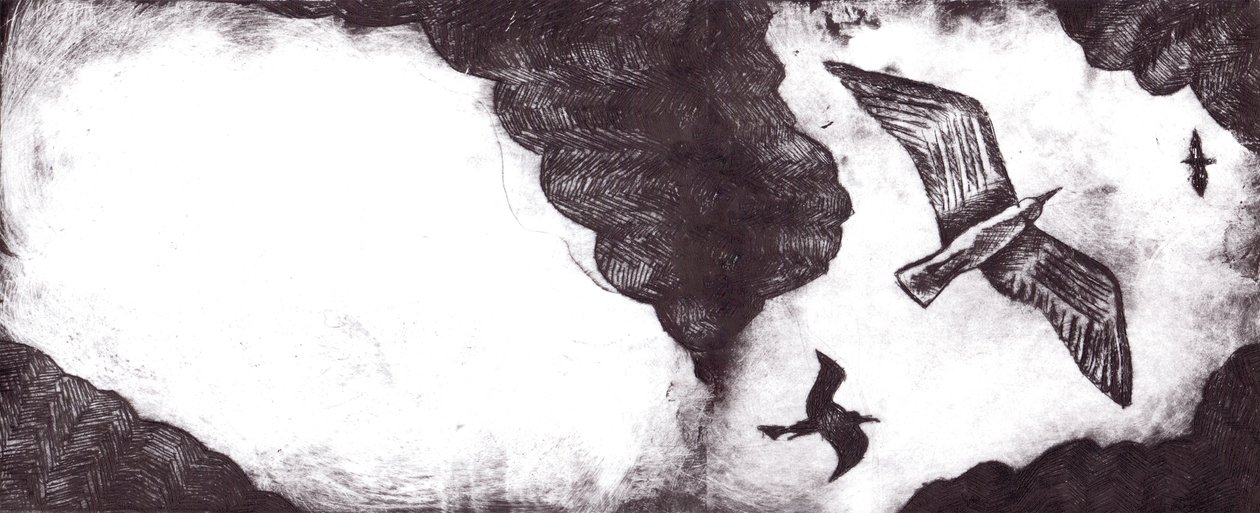 द सीगल टेल, 2012 (शुष्क बिंदु नक़्क़ाशी और डिजिटल) द्वारा शार्लोट ओर्री