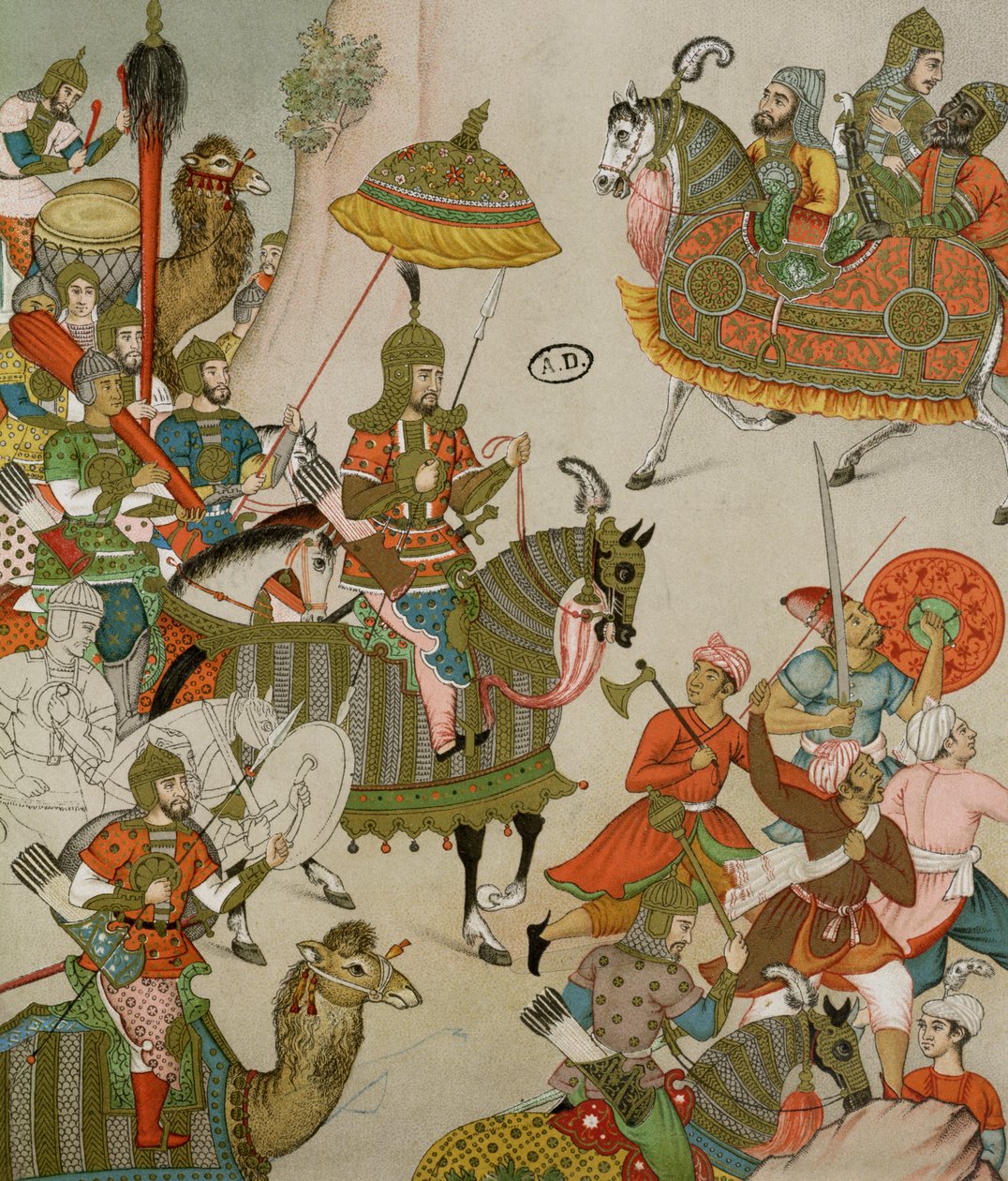 सम्राट बाबर (r.1526-30) ने अपनी सेना के प्रमुख के रूप में, सोलहवीं शताब्दी के मुगल लघु के बाद द्वारा Charpentier