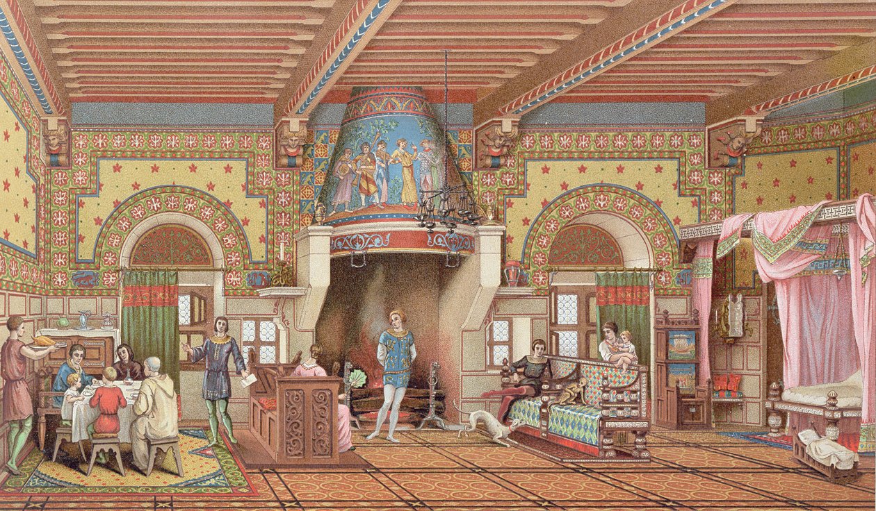 मध्य युग के दौरान एक फ्रांसीसी महल का इंटीरियर, सी। 1845 द्वारा Charpentier
