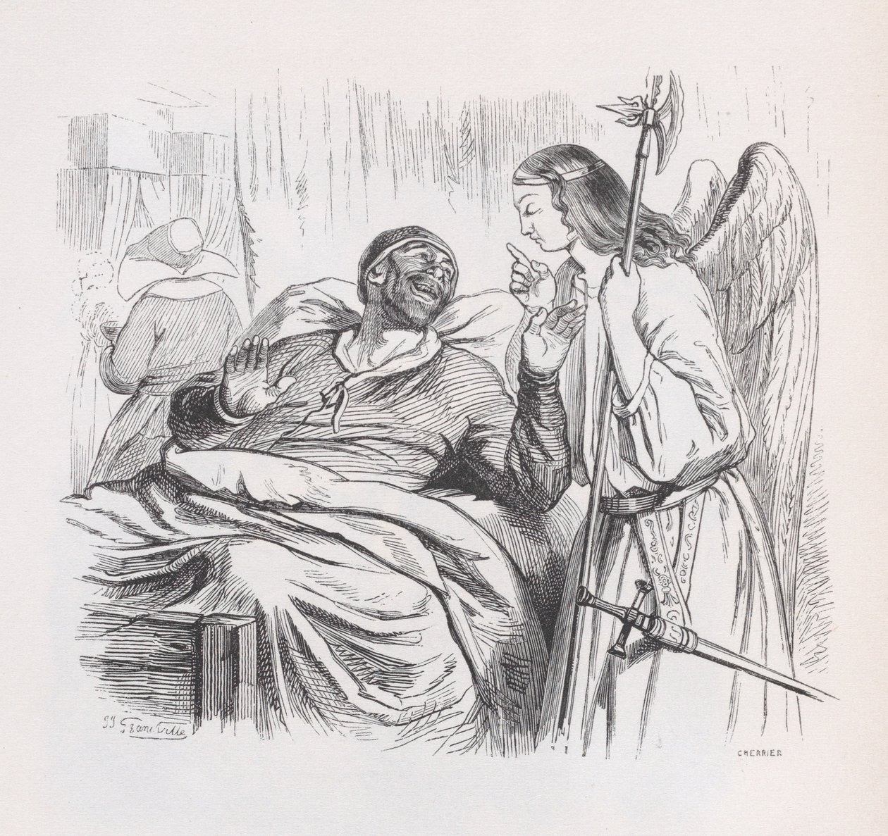 द गार्जियन एंजेल फ्रॉम द कम्प्लीट वर्क्स ऑफ बेरेंजर, 1836। द्वारा चेरियर