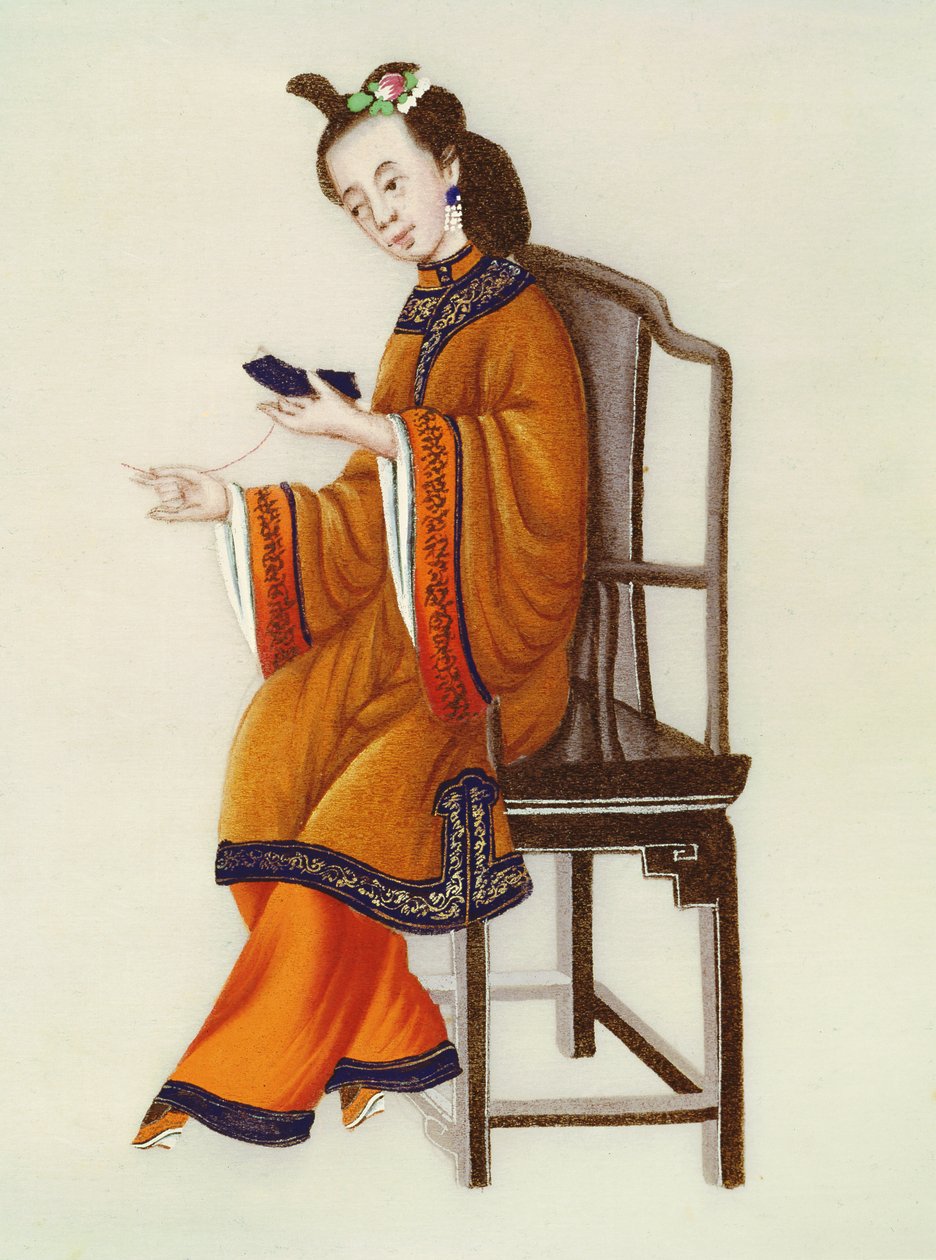 एक चीनी महिला डारिंग, कियानलॉन्ग पीरियड (1736-96) द्वारा चीनी स्कूल