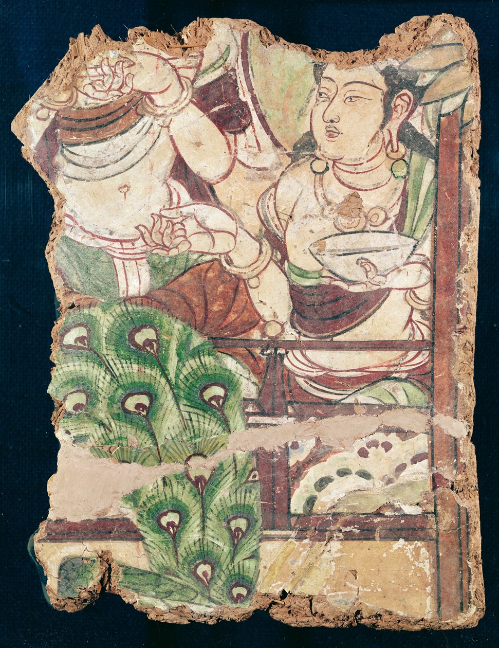 दुलदुर-अकुर, झिंजियांग, c.700 ईस्वी (दीवार पेंटिंग) से एक बौद्ध स्वर्ग का चित्रण द्वारा चीनी स्कूल