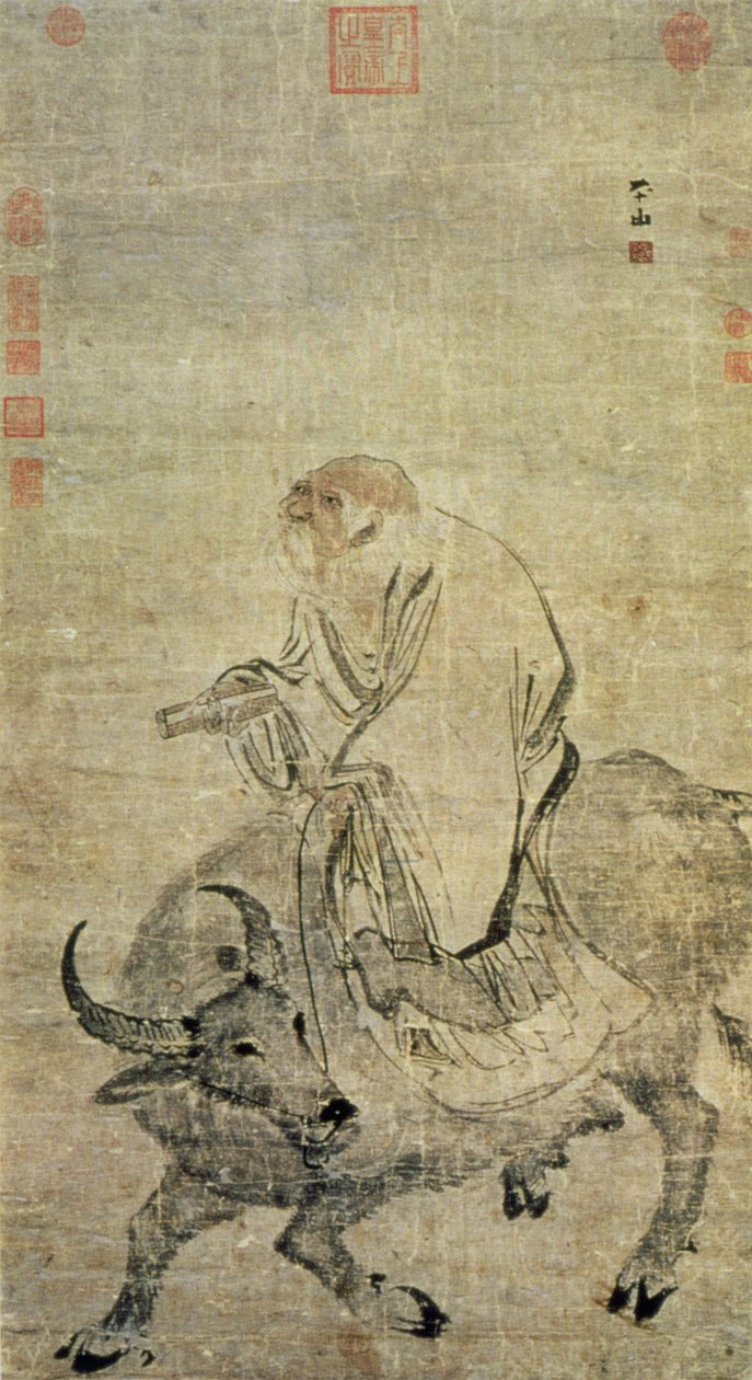 लाओ-त्ज़ु (c.604-531 ईसा पूर्व) ने अपने बैल, चीनी, मिंग राजवंश (1368-1644) (स्याही और रेशम पर wc) की सवारी की द्वारा चीनी स्कूल
