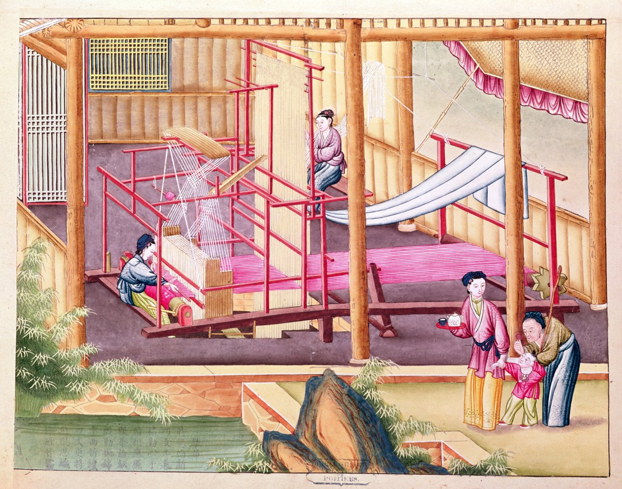 सुश्री 202 fol.10 बुनाई, रेशम उद्योग की एक पुस्तक से द्वारा चीनी स्कूल