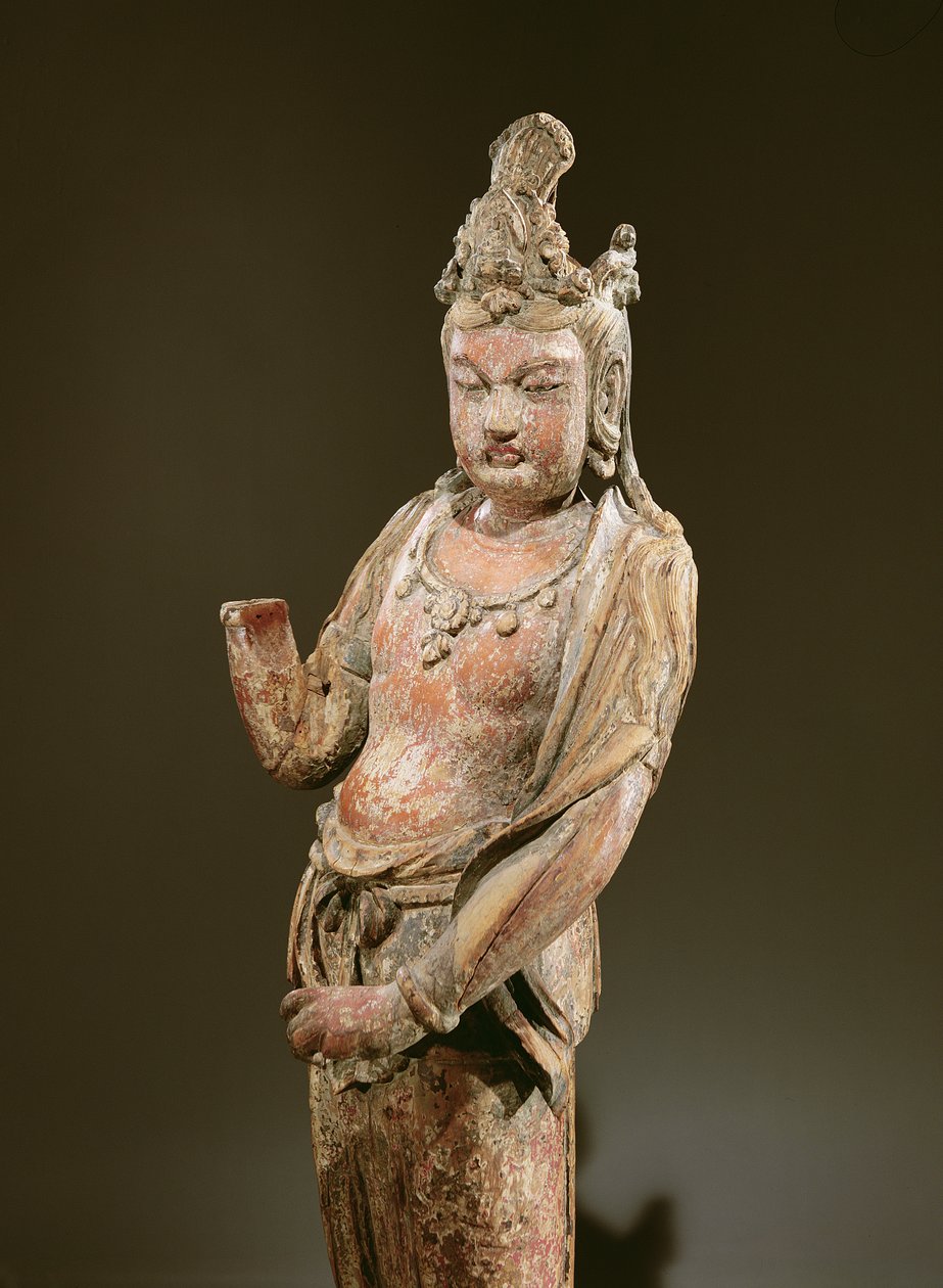 स्टैंडिंग कुआन-यिन, युआन राजवंश (1206-1368), 1282 (लकड़ी) (394833 का विस्तार) द्वारा चीनी स्कूल