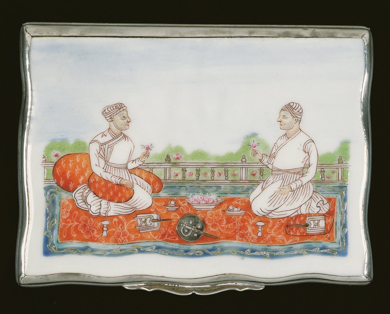 मुगल स्नफ़ बॉक्स, कियानलॉन्ग पीरियड (1736-95) c.1760 (चीनी मिट्टी के बरतन) (314539 नंबर देखें) द्वारा चीनी स्कूल