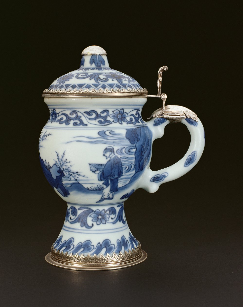 एक विद्वान और परिचारक, चेंजज़ेंग, 1635-40 (चीनी मिट्टी के बरतन) के साथ चित्रित नीले और सफेद सरसों के बर्तन द्वारा चीनी स्कूल