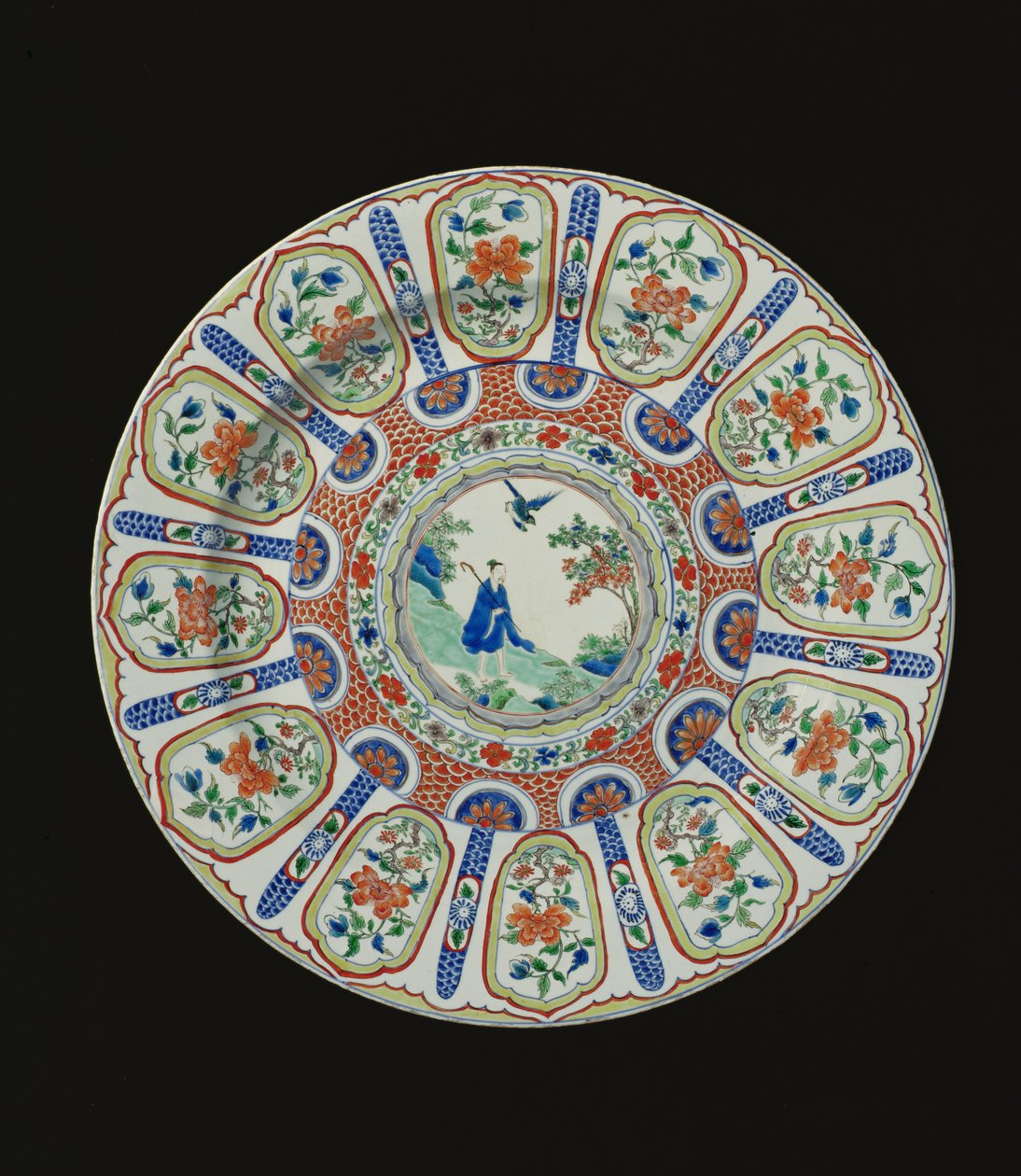 अभियोक्ता तांग कवि ली बाई, कांग्सी काल, c.1690 (चीनी मिट्टी के बरतन) को दर्शाने वाला चार्जर द्वारा चीनी स्कूल