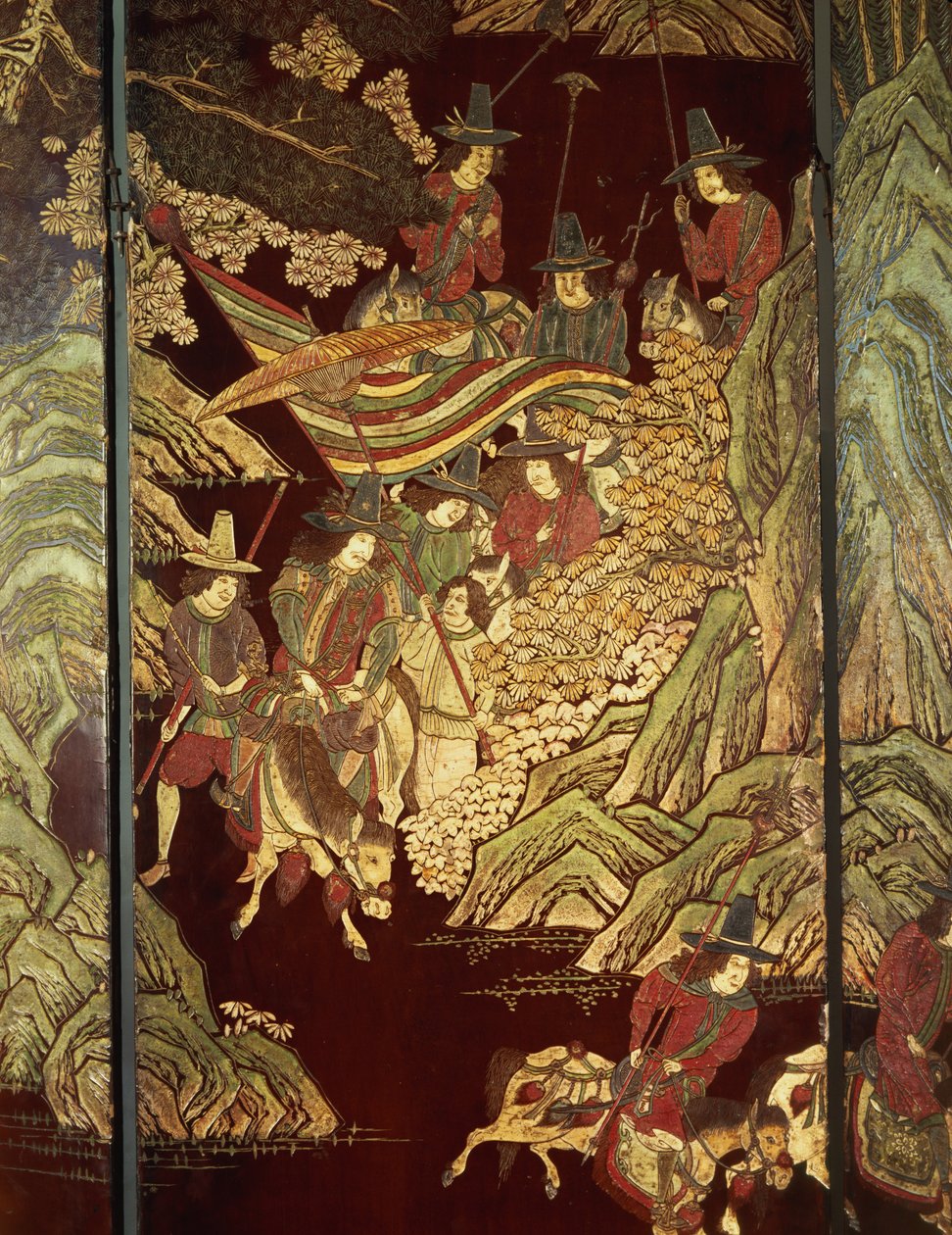 कोरोमंडल स्क्रीन, c.1700 द्वारा चीनी स्कूल