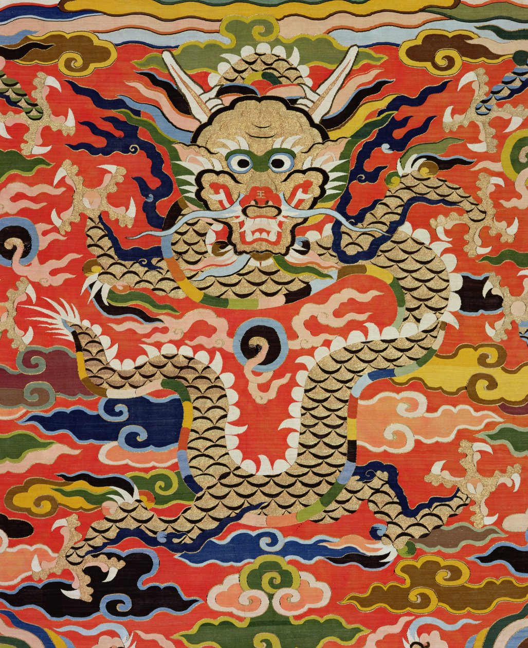 पांच-ड्रैगन कोसु, वनाली काल, 1573-1619 (रेशम) को दर्शाने वाले कपड़े से विस्तार द्वारा चीनी स्कूल