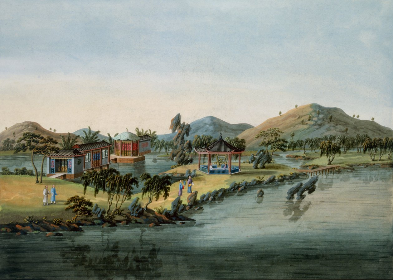 गार्डन सीन, c.1820-40 (कागज पर wc) द्वारा चीनी स्कूल