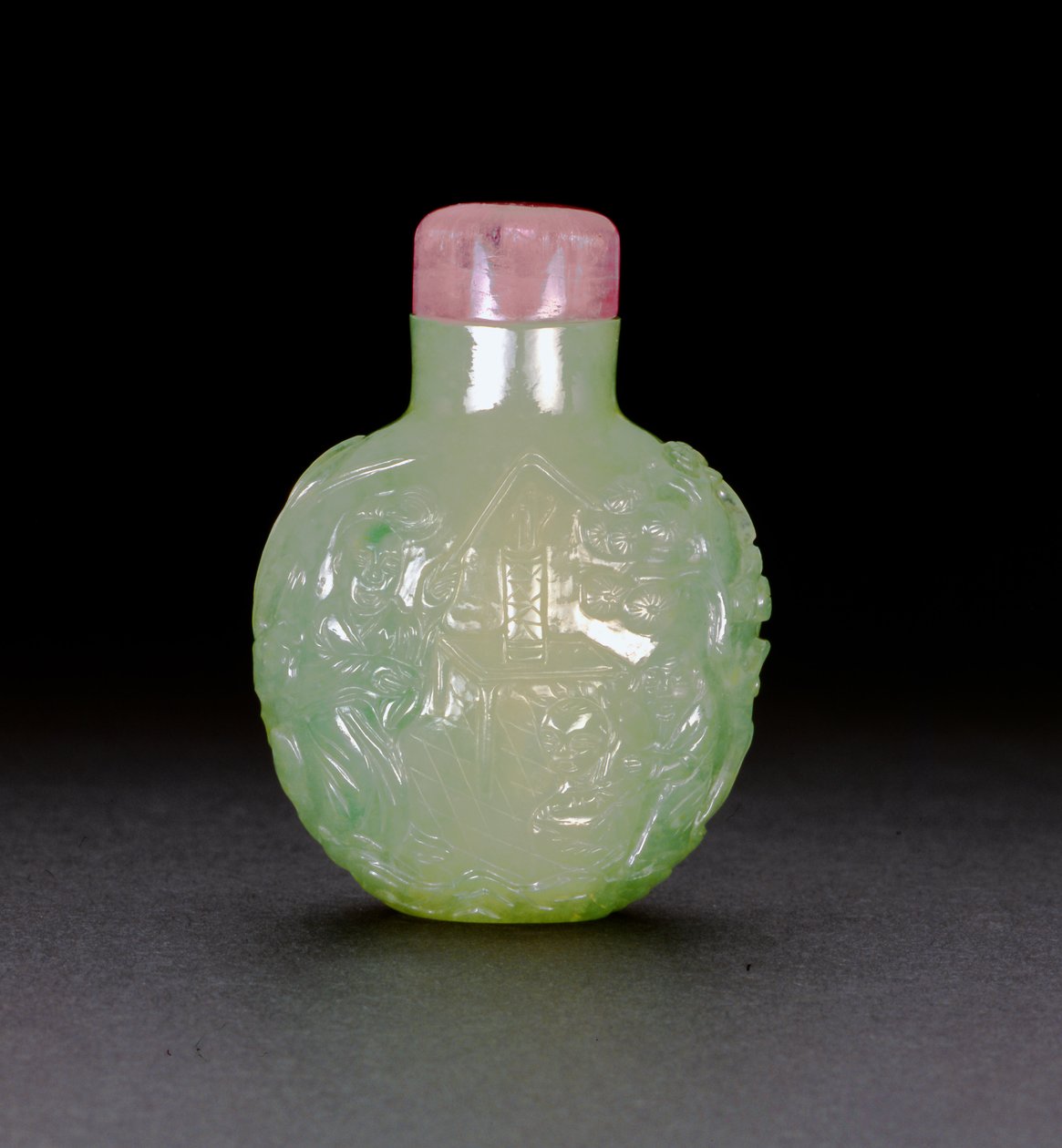 जेडाइट स्नफ़ बॉटल, c.1780-1850 (जेड) द्वारा चीनी स्कूल