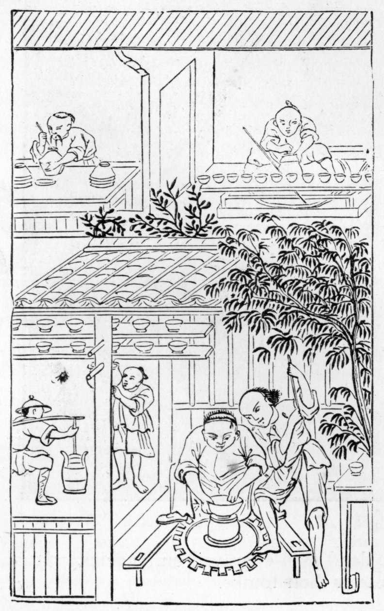 चीन के निर्माण पर चित्रों की एक श्रृंखला से टर्निंग बेसिन, (पूरी श्रृंखला के लिए 384116 और 384117 देखें) द्वारा चीनी स्कूल