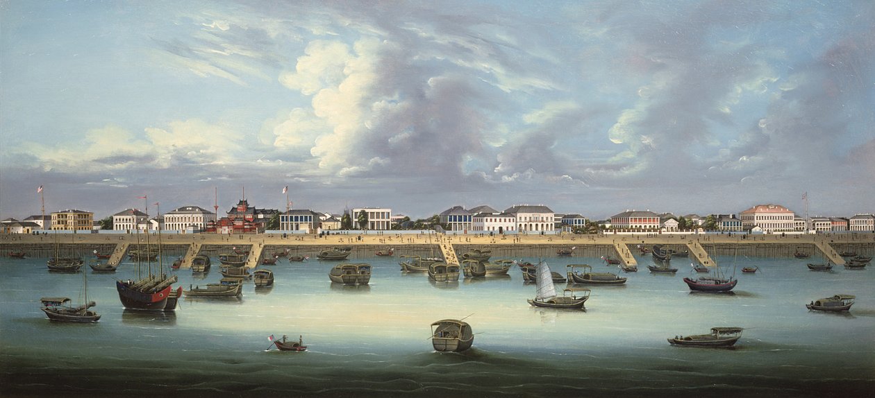 शंघाई में बुंड का दृश्य, c.1855 द्वारा चीनी स्कूल