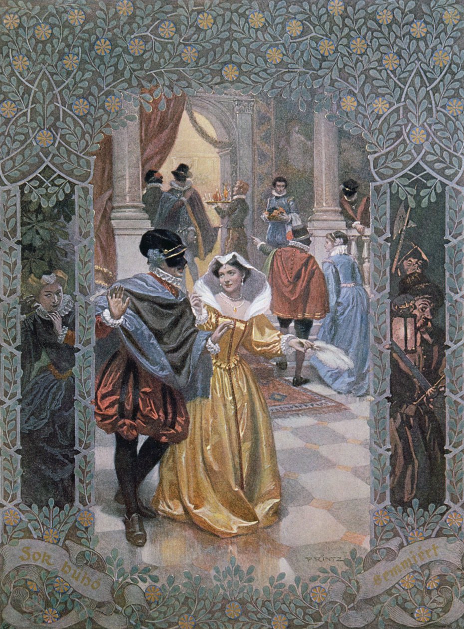 Ad ज्यादा कुछ नहीं ’में एक दृश्य के लिए चित्रण, c.1900 द्वारा ईसाई अगस्त Printz