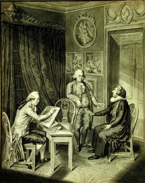 क्रिश्चियन एंड्रियास जॉर्ज स्टोट्रुप (1789-1835), पादरी स्टर्म और फिलिप एमानुएल बाख (1714-88) (कागज पर भारतीय स्याही) द्वारा क्रिश्चियन एंड्रियास जॉर्ज स्टॉटर्रुप