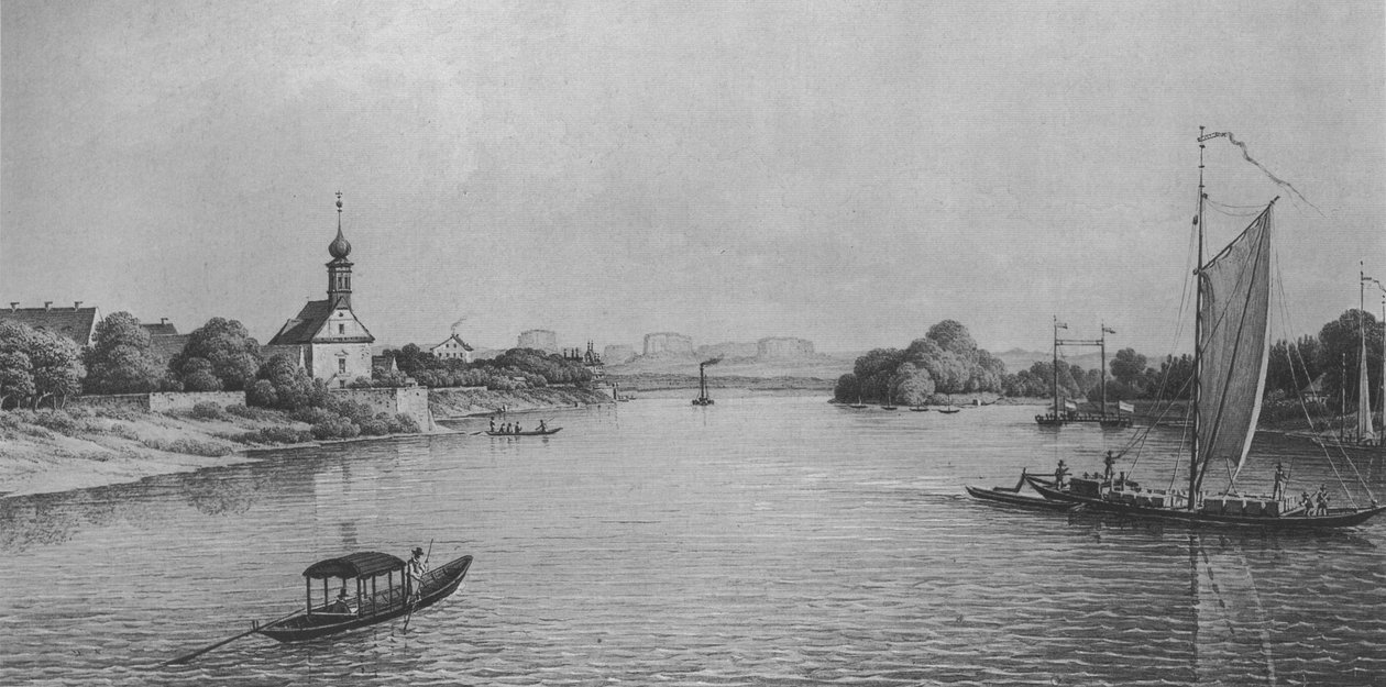 1850 के आसपास ड्रेसडेन के पास चर्च मारिया एम वासेर द्वारा क्रिश्चियन गोटलोब हैमर