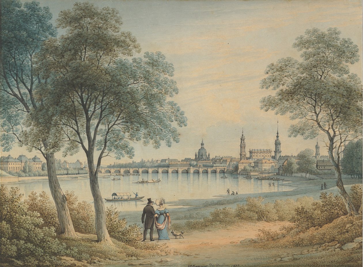 पश्चिम से ड्रेसडेन का दृश्य, 1833। द्वारा क्रिश्चियन गोटलोब हैमर