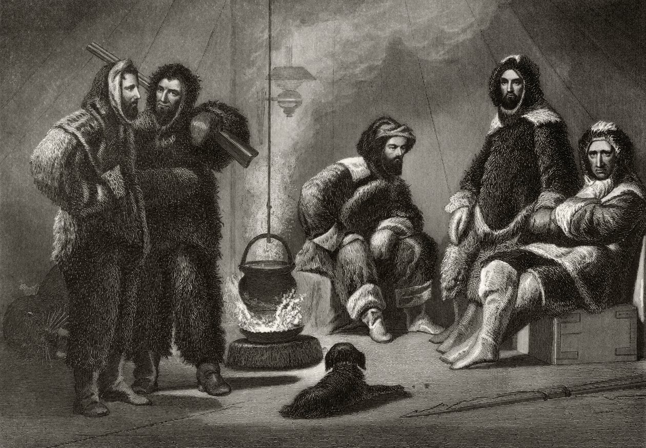 डॉक्टर एलिशा केंट केन (1820-57) द्वारा प्रकाशित फिलाडेल्फिया, 1856 में &39;आर्कटिक एक्सप्लोरेशन इन द इयर्स 1853, 54, 55&39; से जे। मैकगॉफिन द्वारा उत्कीर्ण ब्रिगेडियर में जीवन। द्वारा क्रिश्चियन शूसले