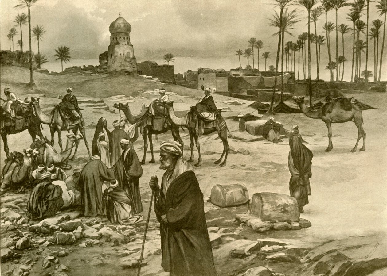 1898 में मिट-रहाइन में कारवां। द्वारा क्रिश्चियन विल्हेम एलर्स