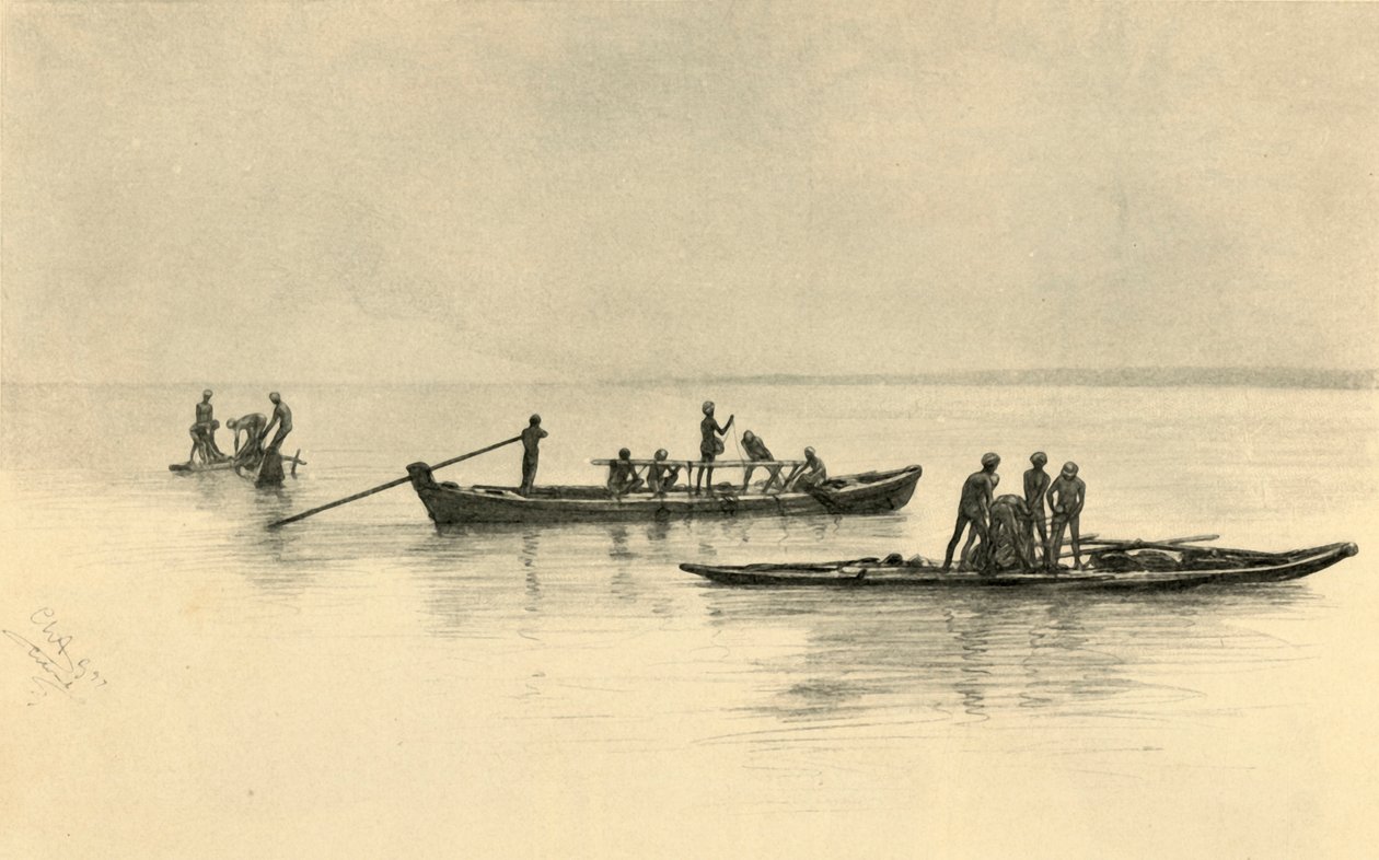 मछली पकड़ने की नावें, सीलोन, 1898। द्वारा क्रिश्चियन विल्हेम एलर्स