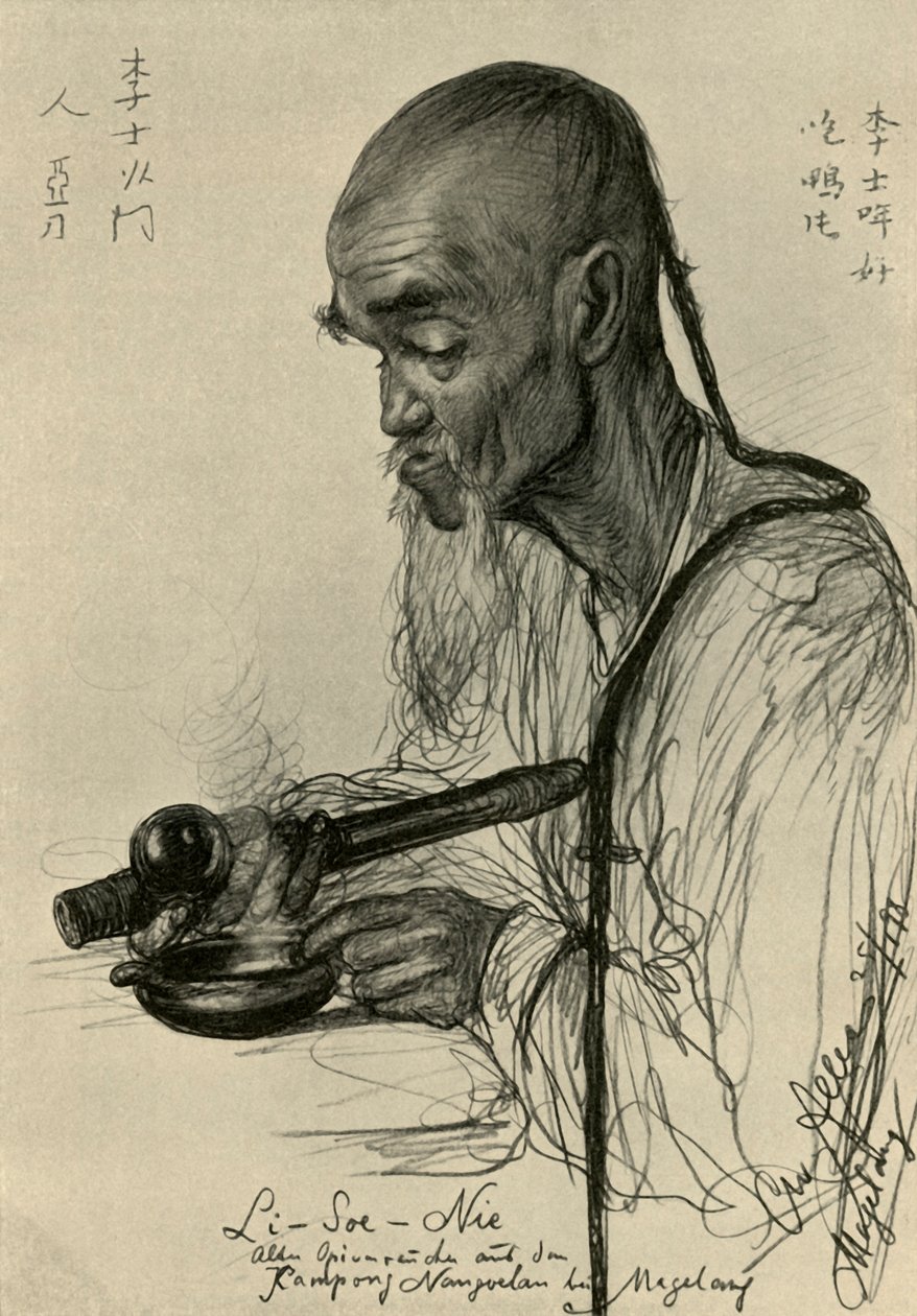 ली-सो-नी - मैन स्मोकिंग अफीम, मैगलैंग, जावा, 1898। द्वारा क्रिश्चियन विल्हेम एलर्स