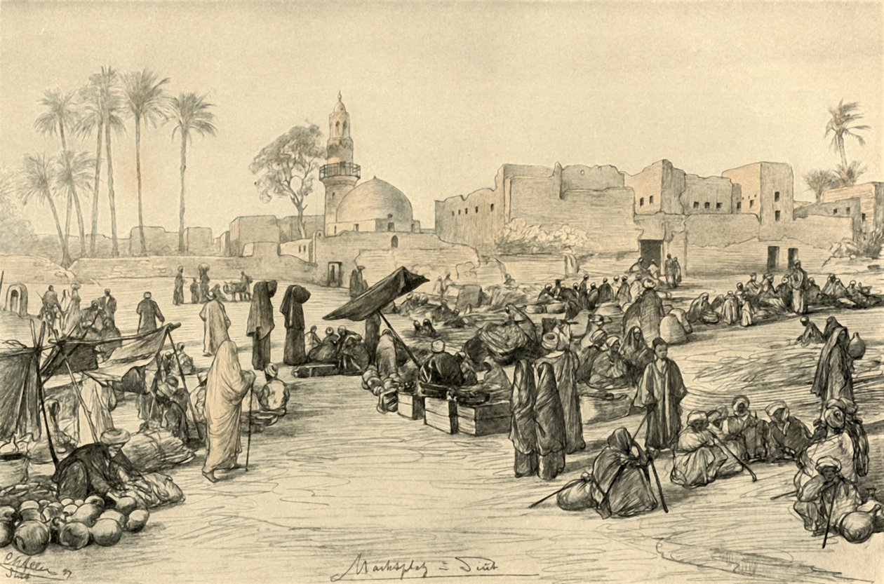 बाज़ार, अस्युत, मिस्र, 1898। द्वारा क्रिश्चियन विल्हेम एलर्स