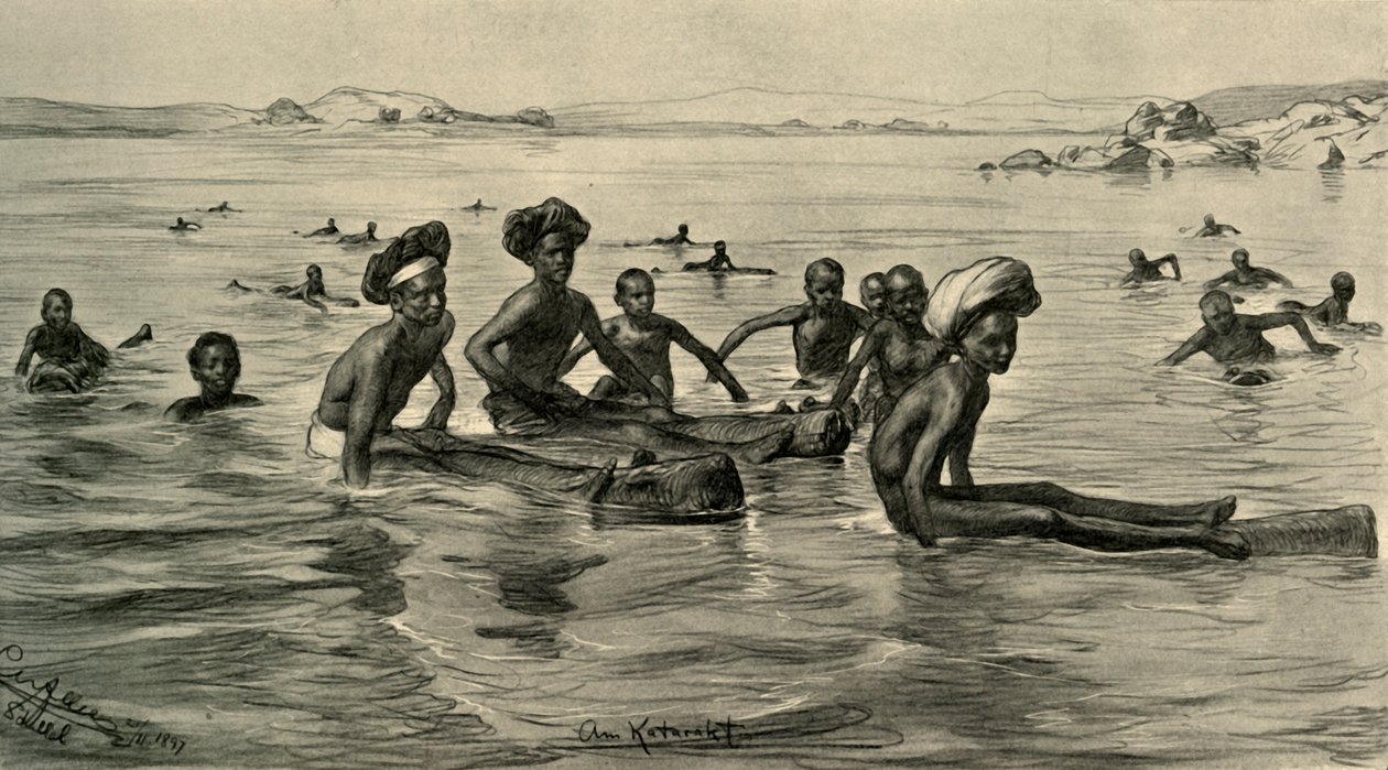प्रथम मोतियाबिंद, मिस्र, 1898 में नील नदी में पुरुष। द्वारा क्रिश्चियन विल्हेम एलर्स