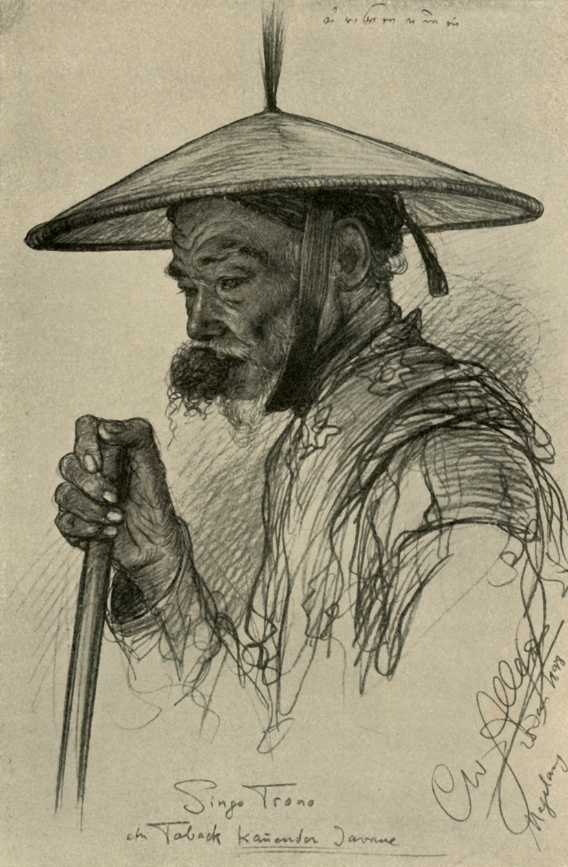 सिंगो ट्रोनो - तंबाकू चबाता हुआ आदमी, मैगलैंग, जावा, 1898। द्वारा क्रिश्चियन विल्हेम एलर्स