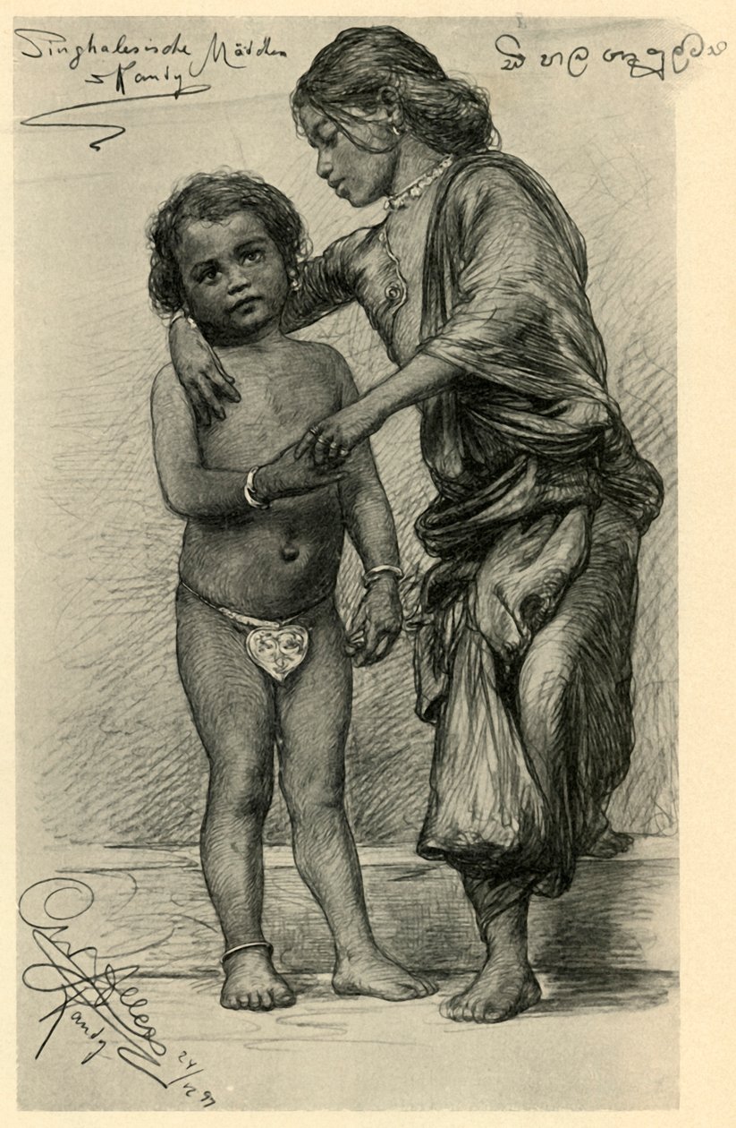 सिंहली लड़कियां, कैंडी, सीलोन, 1898। द्वारा क्रिश्चियन विल्हेम एलर्स