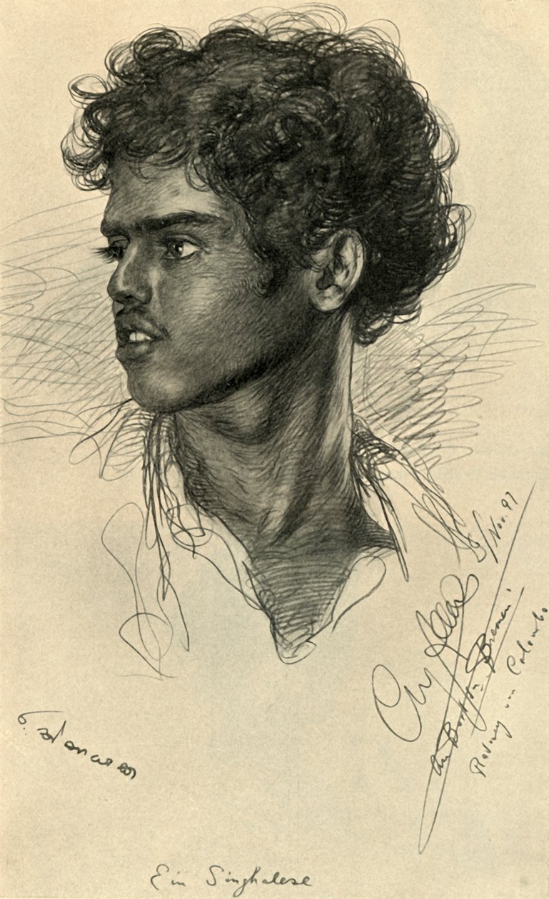 सिंहलीज मैन, कोलंबो, सीलोन, 1898। द्वारा क्रिश्चियन विल्हेम एलर्स