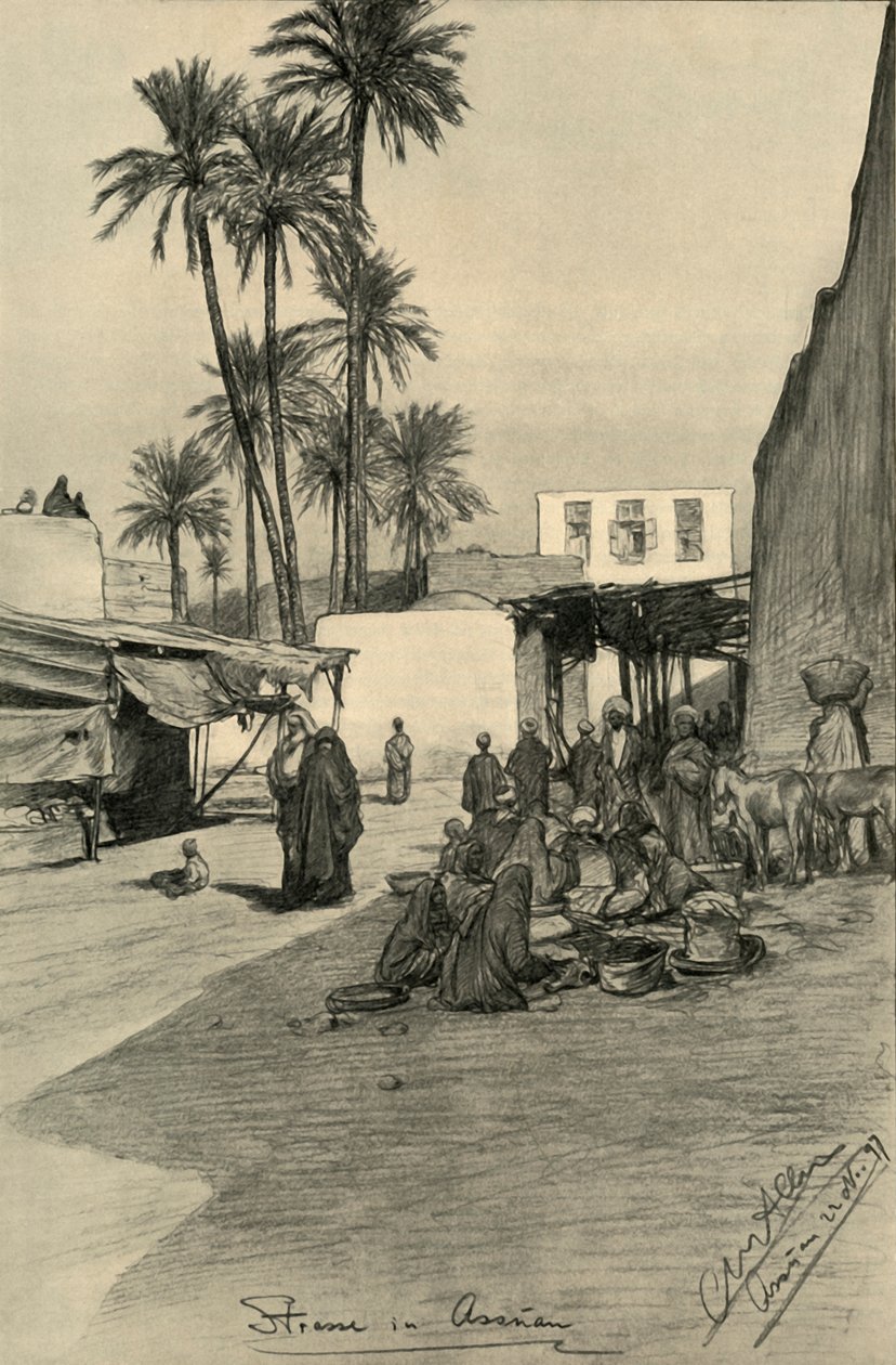 असवान, मिस्र में स्ट्रीट, 1898। द्वारा क्रिश्चियन विल्हेम एलर्स