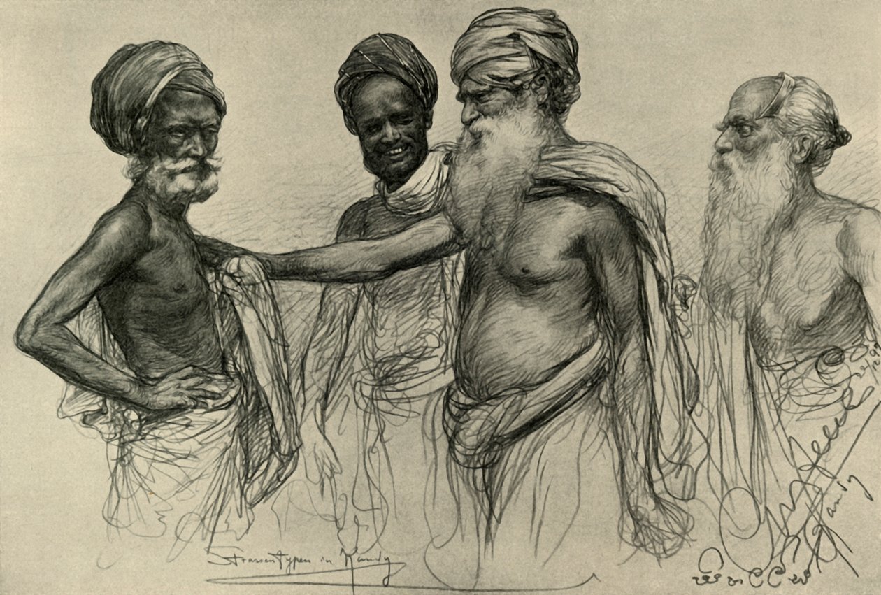 स्ट्रीट स्टडीज, कैंडी, सीलोन, 1898। द्वारा क्रिश्चियन विल्हेम एलर्स