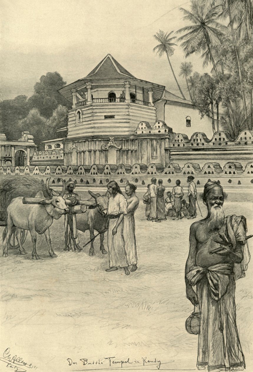 टूथ का मंदिर, कैंडी, सीलोन, 1898। द्वारा क्रिश्चियन विल्हेम एलर्स